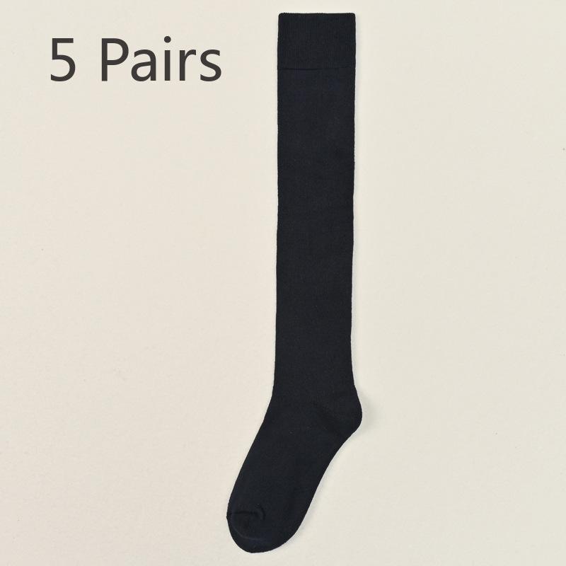 5 Pairs of Men's Winter Solid Color Business Thick Wool Ring Warm Knee Anti Pilling High Socks