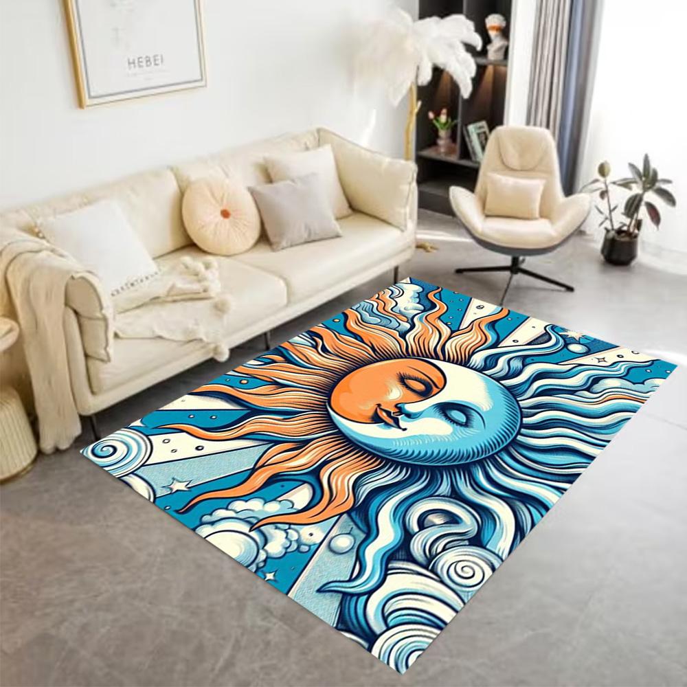 Sun and Moon Design Rug Home Carpet Non Slip Office Decor Gift Living Room Bedroom