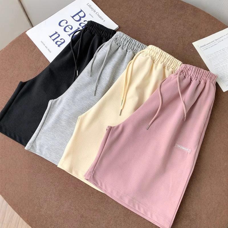 Lässige Sport-Fünf-Punkt-Shorts für Damen Sommer locker hochtailliert und dünn Pyjamahose, fauler Stil Haus weite Beine mittellang, zum Ausgehen