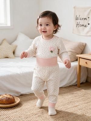 Children's Four Seasons Cotton Tagless Pajamas Set - High Waist Belly Protection, 2-Piece Homewear for Autumn