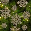 Christmas Tree Snowflake Ornaments Winter Decorative Snowflakes Glittered Snowflake Ornaments for Christmas Indoor Winter