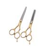 Golden Hairdressing Scissors Set: Thinning & Flat Cut Toothed Scissors for Home Use