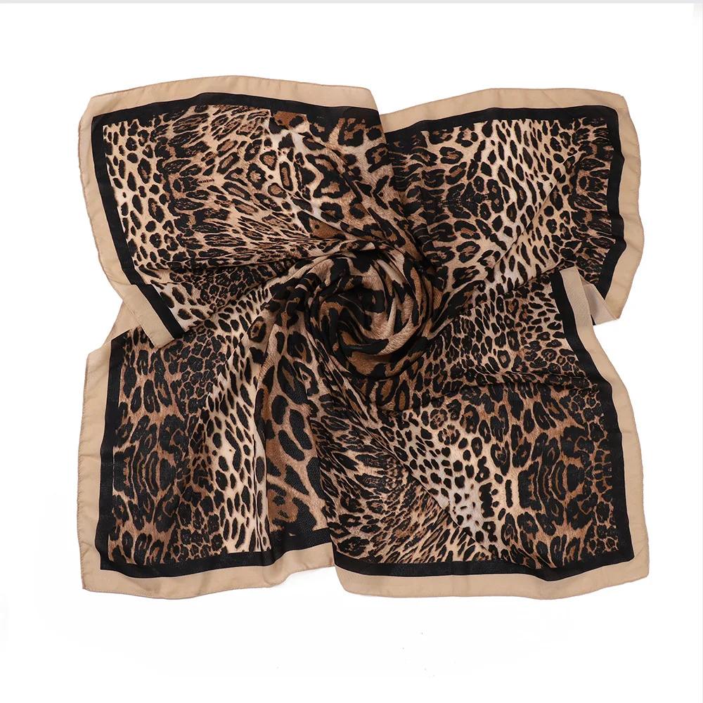 New Design Leopard Print Square Scarf Hijab Voile Large Shawl Hijabs For Women Muslim Fashion Scarf Headwraps Turban Ramadan