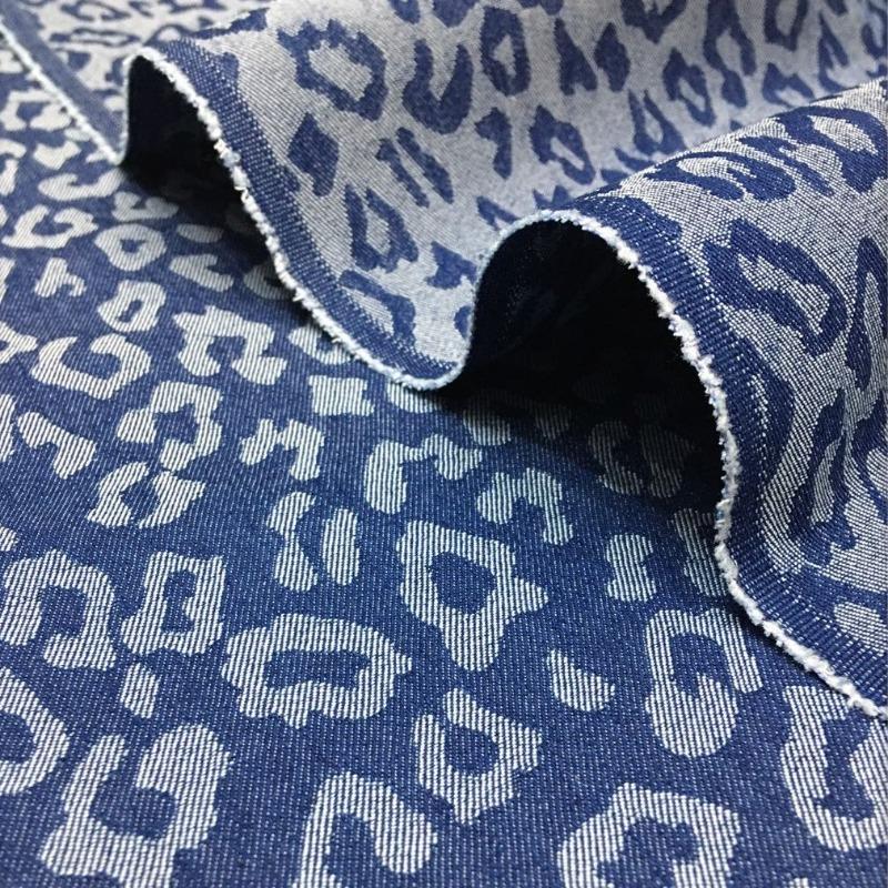 150x50cm Baumwolle Mode Stil Leopardenmuster Garngefärbt Jaquard Gewaschener Denim Stoff Für Kleidung Rock Hose Handgemacht DIY Stoff