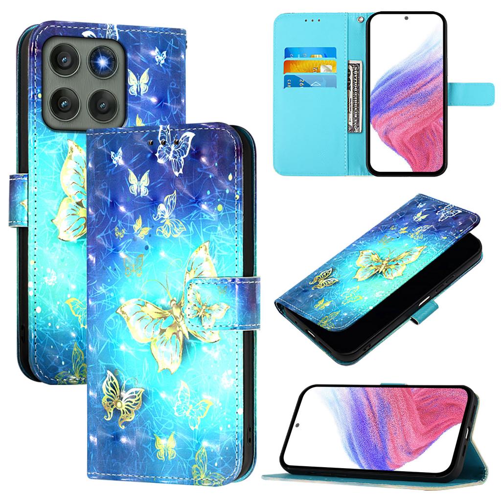 For Motorola Edge 60 Pro 5G Leather Case Pattern Printing Wallet Stand Mobile Cover with Strap