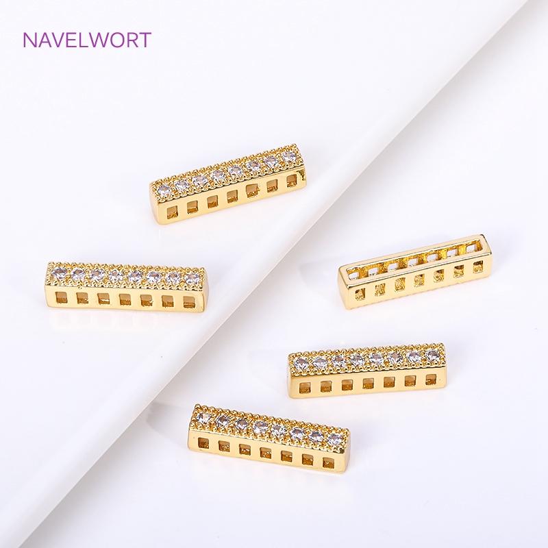 Trendy 18K Gold Plated Brass Cuboid Multiple Rows Separator Spacer Bars For Pearl Necklace Findings,DIY Jewelry Making Supplies