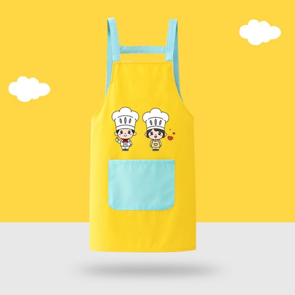 New Cartoon Kids Apron Arm Sleeve Hat Children's Bib Chef Cap Waterproof Chef's Uniform Baking