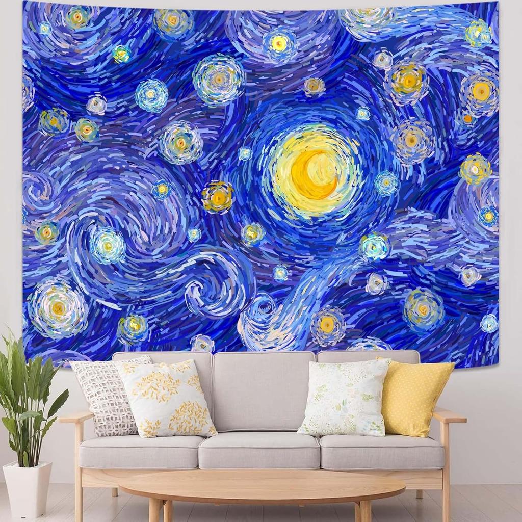 Accnicc Sun and Moon Tapestry for Bedroom Hippie Boho Floral Flower Plant Wall Tapestry Aesthetic Vintage Galaxy Celestial Star