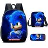 Sonic Primary School Student Schoolbag Three-Piece Set, Animation Cartoon Backpack, Shoulder Bag Pencil Case