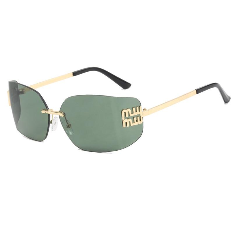Luxury Metal Women Rimless Sunglasses Vintage High Quality Large Frame UV Protection Beach Travel Accessories
