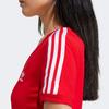 Adidas Originals Three Stripe Color Block V-Neck Slim Fit Short Sleeve T-Shirt Women Tops Red IR8116