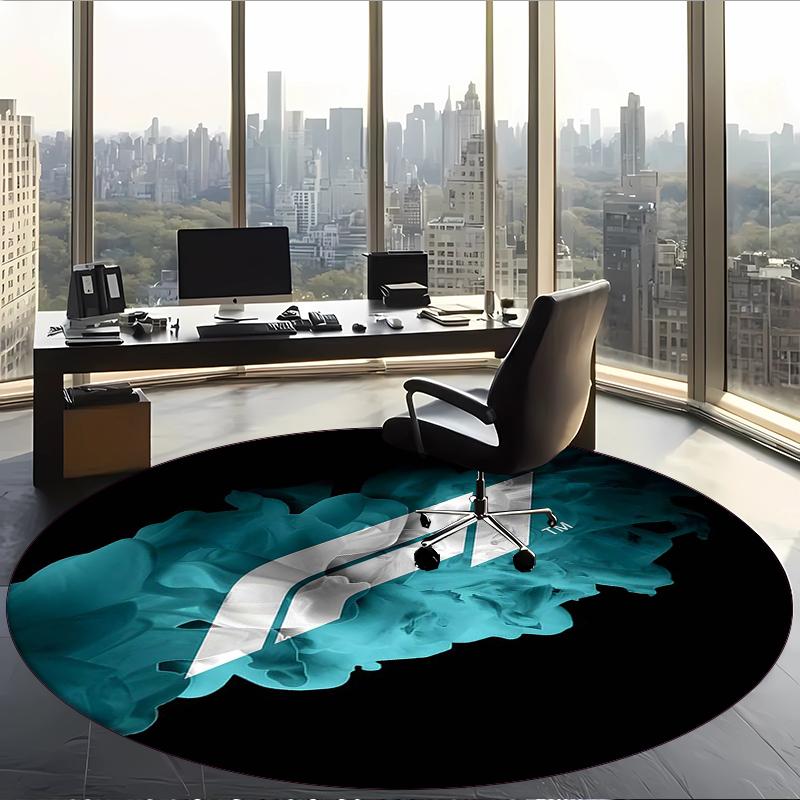 Formula 1 (55) Round Office Rug Decorative Floor Rug for Office Bedroom Living Room and Home Space