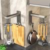 Wall-Mounted Rotating Hook & Storage Rack for Kitchen Utensils - Punch-Free Installation