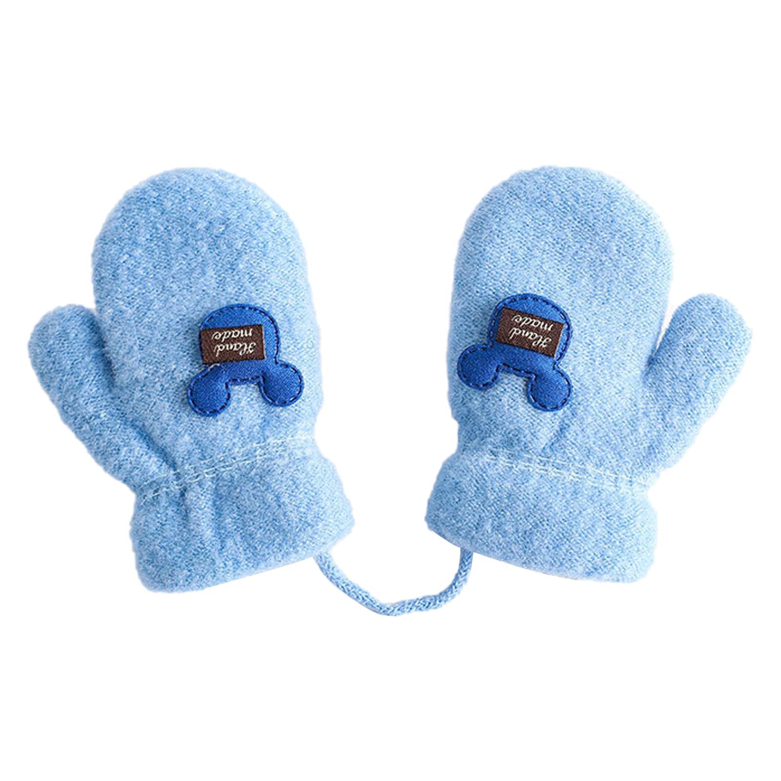 

Buffydeer Knit Ages with Cute Winter Gloves for Girls and and Perfect for Playing in the and Kindergarten Kids Mittens, Unisex, 3-6, Drawstring, синий