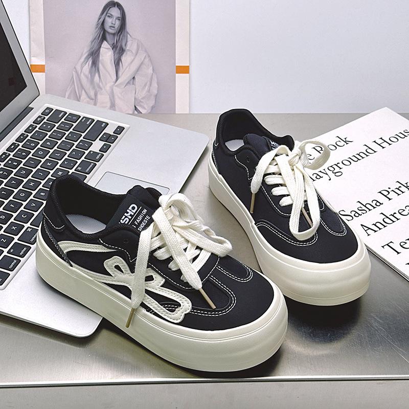 6 Retro Platform Women's New Casual Sports Board Shoes Versatile Small Black Shoes Little White Shoes