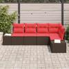 Garden Sofa Set 5 Pieces Brown and Red Poly Rattan