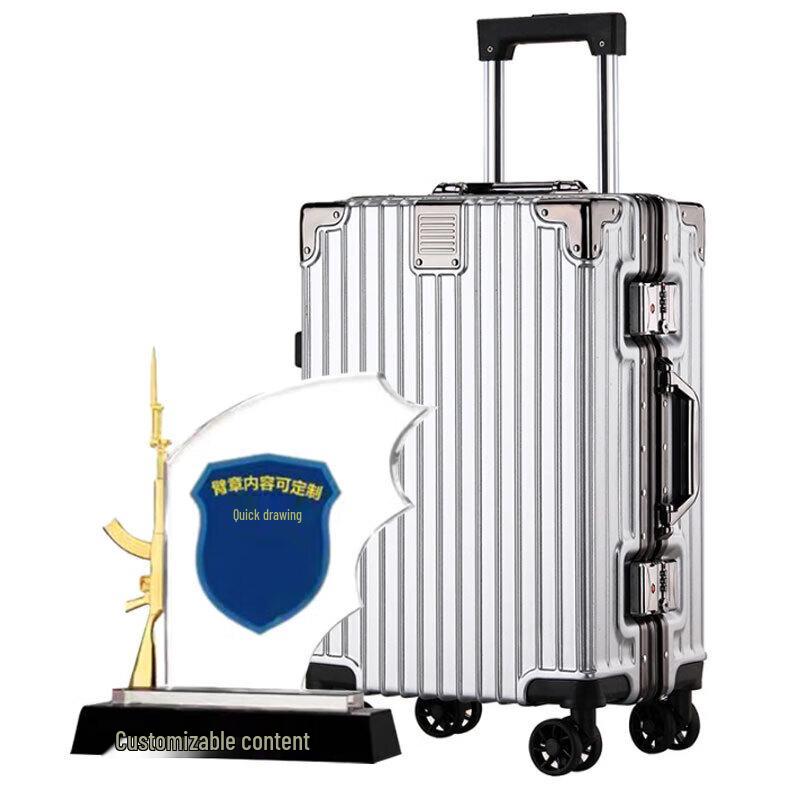 Retirement Crystal Ornament & 22-inch Silver Trolley Case Set