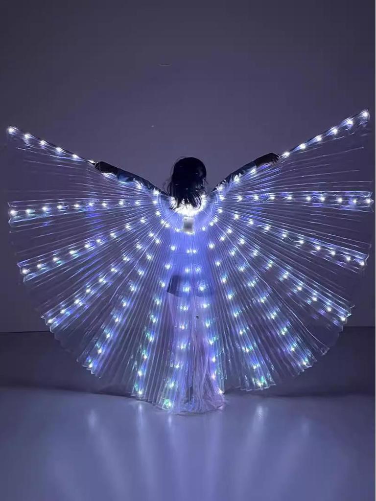 LED Leuchtendes Kinder Bauchtanzkostüm mit bunten leuchtenden Flügeln