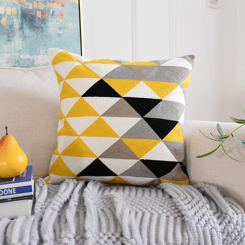 Nordic Ins Embroidered Pillow Case Moroccan Geometric Embroidery Living Room Sofa Fashion Cushion Head Pillow Premium 45 45cm without core 2340₽