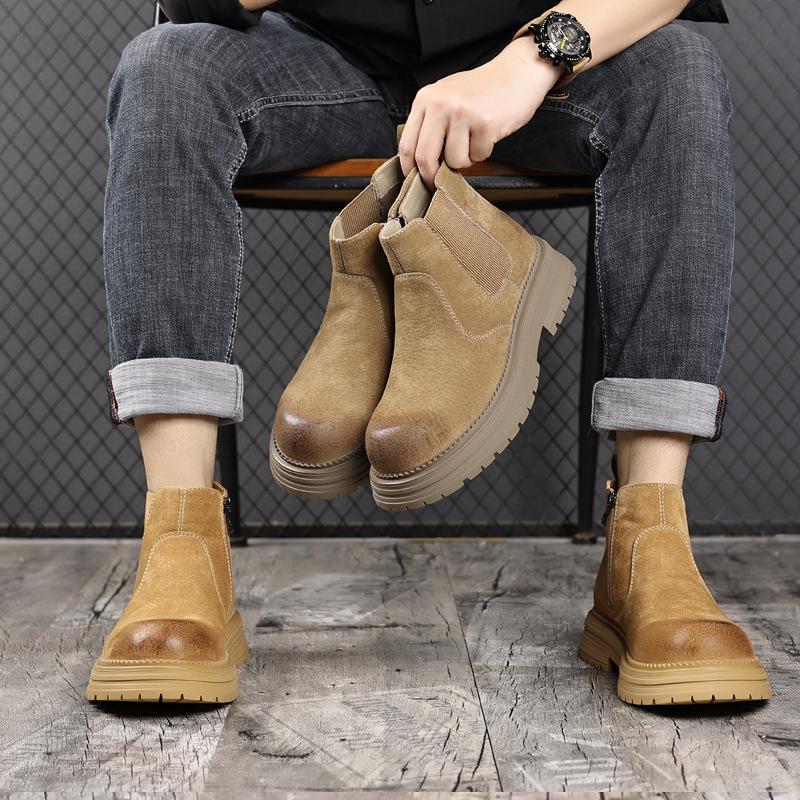 Autumn and Winter Martin Boots Men's Side Thick-soled Chelsea Sleeve Boots Vintage Outdoor Boots