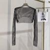 Sparkling Mesh Diamond Sun Protection Long Sleeve Party Top
