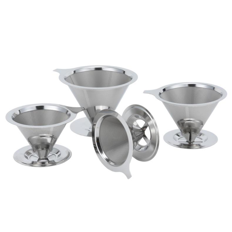 304 Edelstahl Kaffee- und Teefilter mit Basis - Multifunktionaler Netztrichter