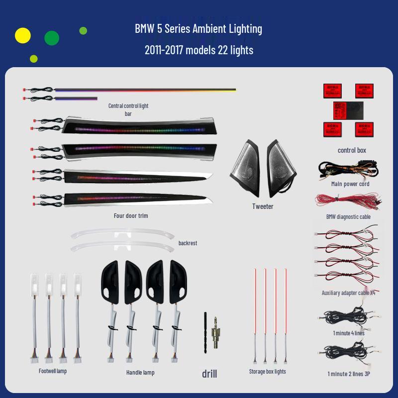 BMW Série 5 (F18/F10) Kit de Iluminação Ambiente para Carro 2011-2017