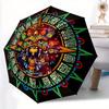1pc Mayan Calendar Skull Automatic Open/close Umbrella, 8-Rib Sturdy Structure, Portable Travel Umbrella, Parties, Everyday Use, Outdoor Acc