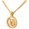 Auth DIOR Necklace Round Logo Gold Di6506bf
