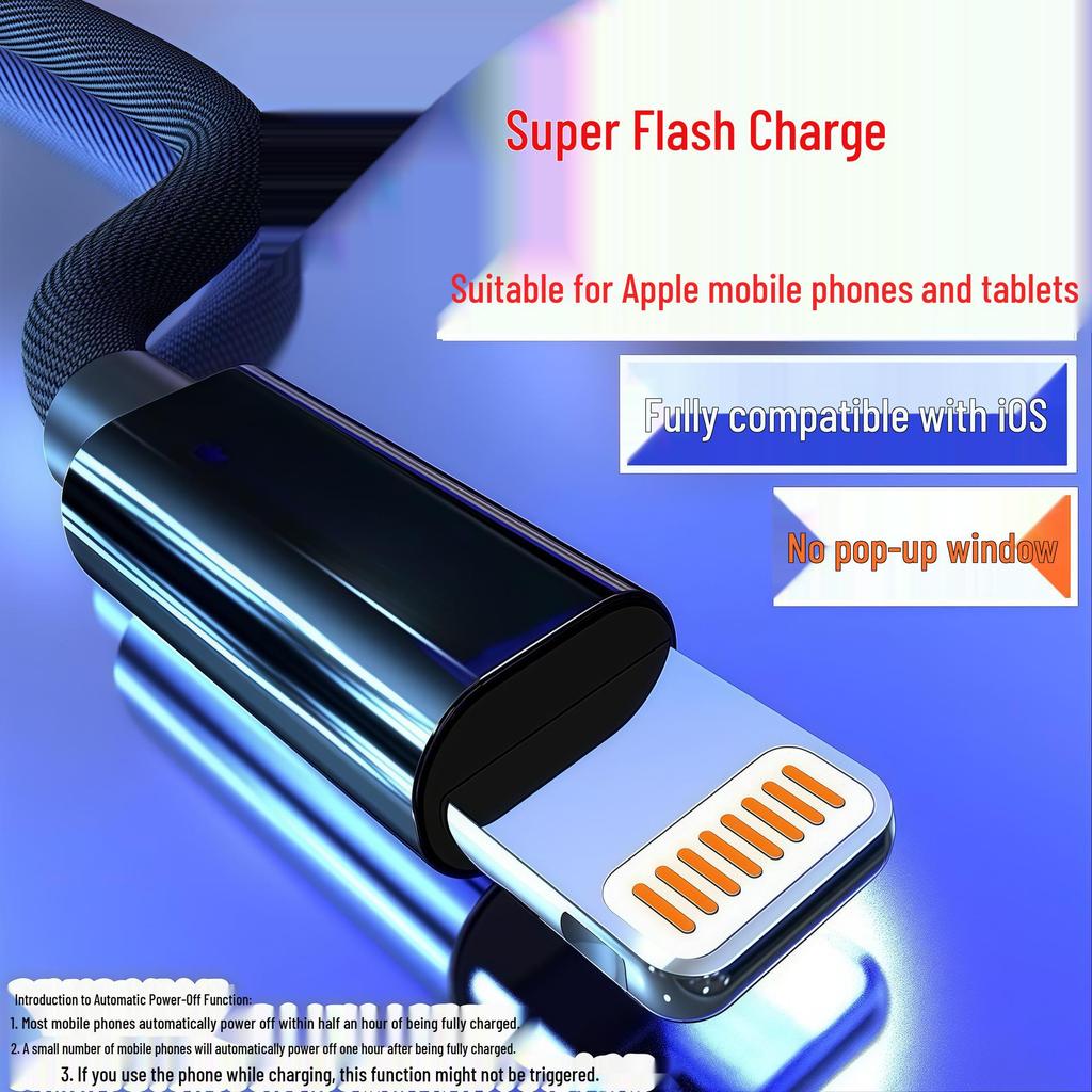Anti-Overcharge Fast Charging Data Cable for iPhone 8p/11/12/13/14 Max with Smart Power-Off