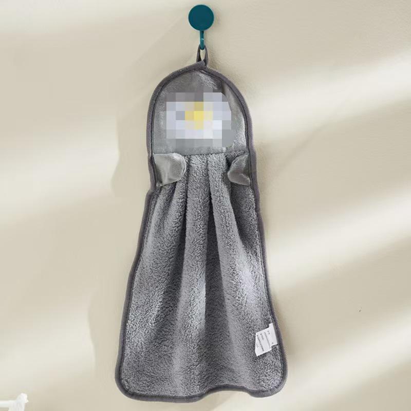 Adorable Penguin Coral Fleece Kids  Hand Towel - Absorbent, Cartoon Design, Hanging Kitchen Towel Hand Towel