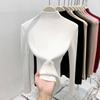 White Basic Semi-turtleneck Knitted Sweater Women's Autumn and Winter Slim-fitting and Thin Inner Long-sleeved Soft Waxy Sweater Fashionable Top