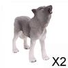 2x Wolfsfiguren BPA-frei Miniatur für Geburtstagsgeschenk Sammlerstücke Jungen Mädchen