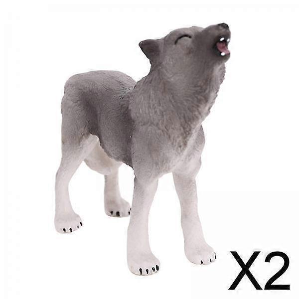 2x Wolfsfiguren BPA-frei Miniatur für Geburtstagsgeschenk Sammlerstücke Jungen Mädchen
