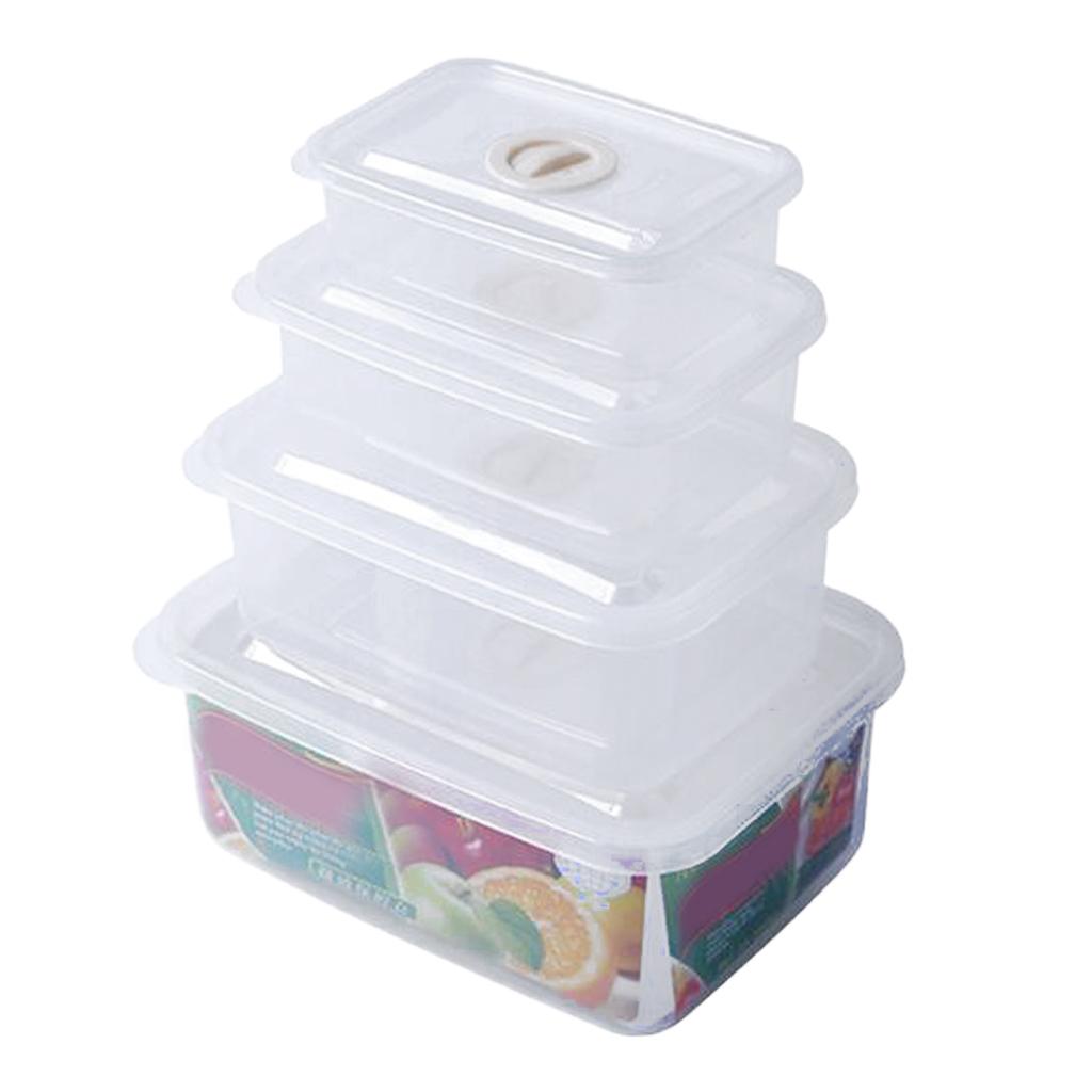 Food Storage Container Refrigerator Organizer Box Rectangle Transparent