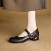 Great To Wear WvavW French Super Soft One-word Buckle Mary Jane Single Shoes Are Not Tired of Low Thick Heel Grandma Shoes