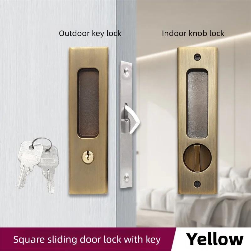 Invisible Door Lock Balcony Wooden Sliding Door Lock With Key Kitchen Bedroom Sliding Door Sliding Door Built-in Hook Lock