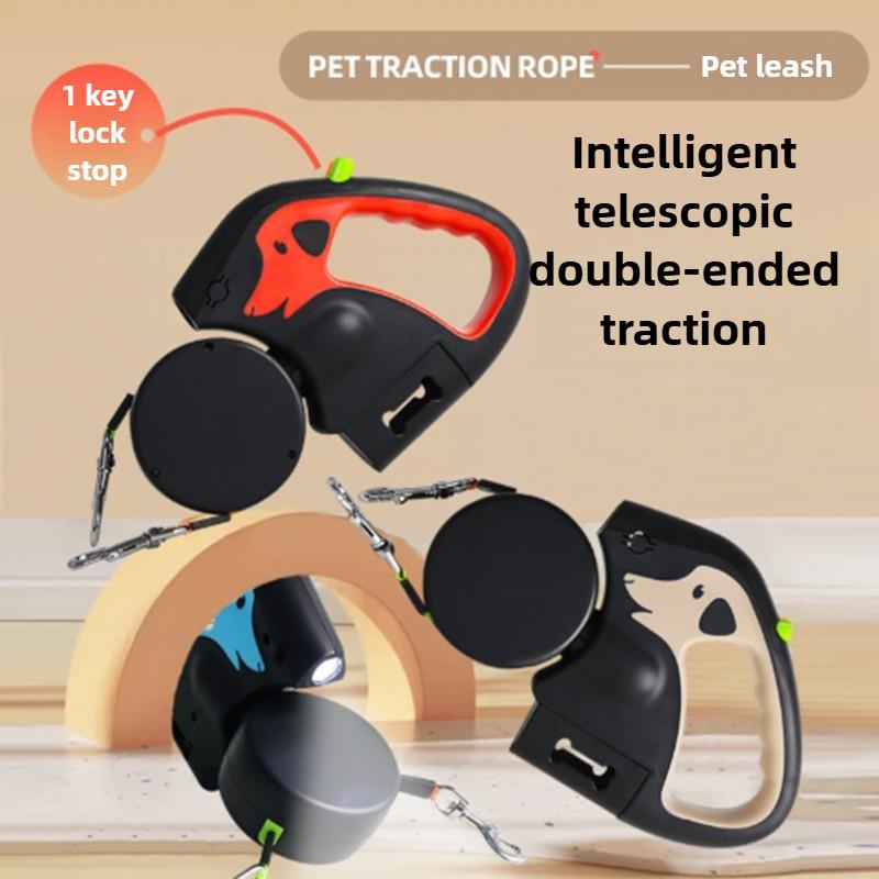 Portable Rotating Pet Leash Double End Leash Light Retractable Roulette Walking Supplies Outdoor Automatic Charging with Light Retractable Pet Leash