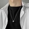 Retro Double Ring Pendant Necklace For Man Woman Luxury Titanium Steel Non Fading Sweater Chain Hip Hop Couple Jewelry Kpop Gift