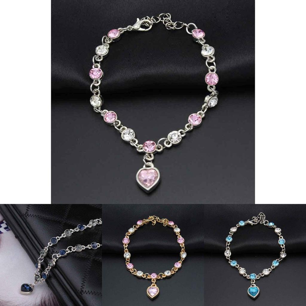 Chic Hottest Womens Ladies Crystal Rhinestone Bangle Ocean Blue Bracelet Chain Heart For Versatile Occasions