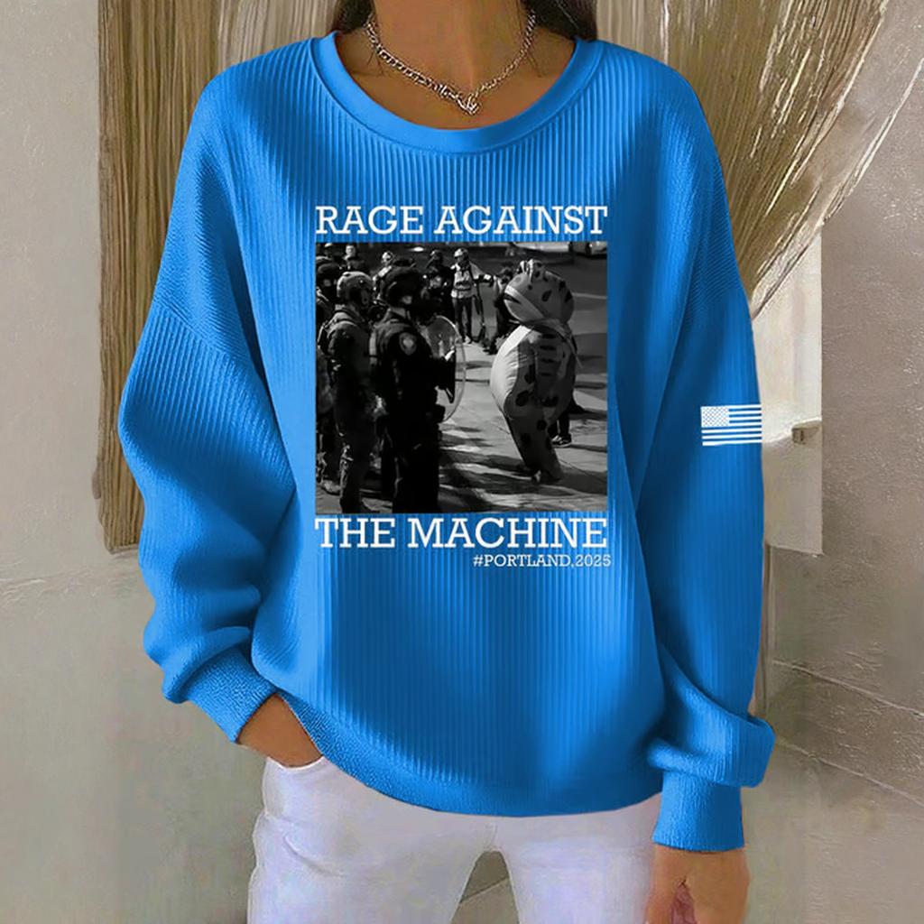 Women's Loose Comfortable Casual And Fashionable Round Neck Pattern Long Sleeved Sweatshirt