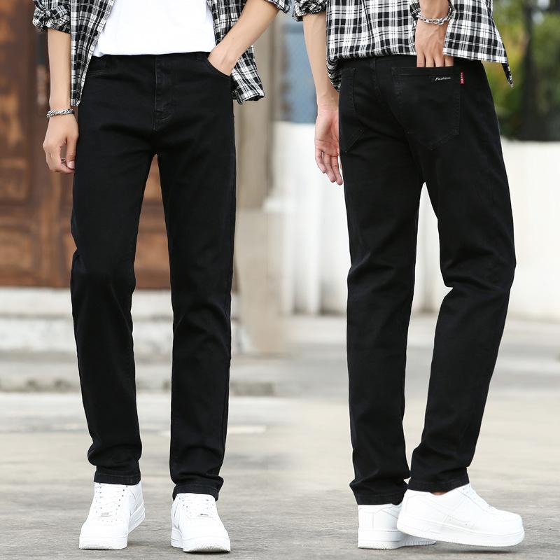 Jeans Elasticizzati Rilassati a Gamba Dritta da Uomo Trendy Color Chiaro a Vita Media Pantaloni Denim Casual da Uomo
