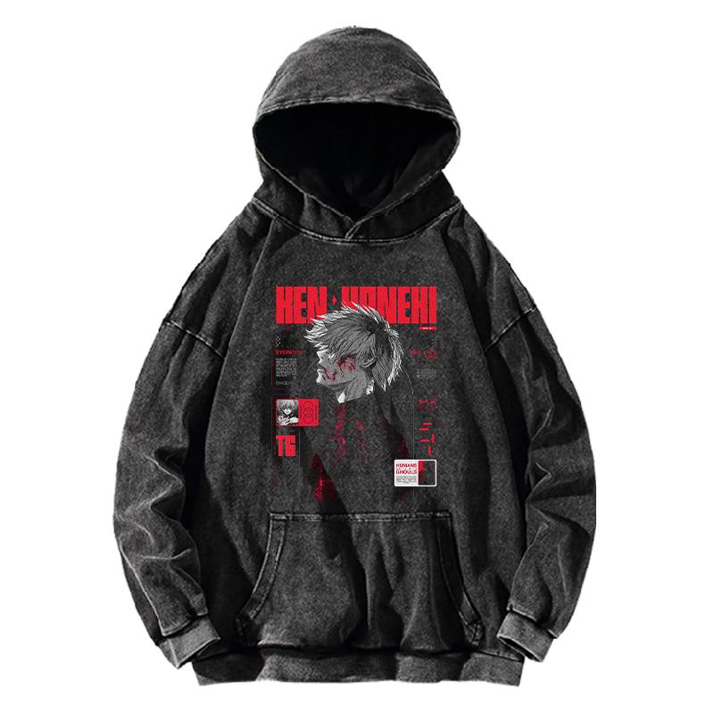 Kaneki Ken Tokyo Ghoul Hoodie Manga Print Sweatshirt Men Women Long Sleeve Streetwear Clothing Harajuku Washed Cotton Pullover