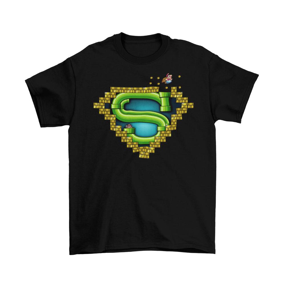 Superman Mario T-Shirt Unisex Adult Funny Sizes SMW Hero Nintendo Retro Marvel