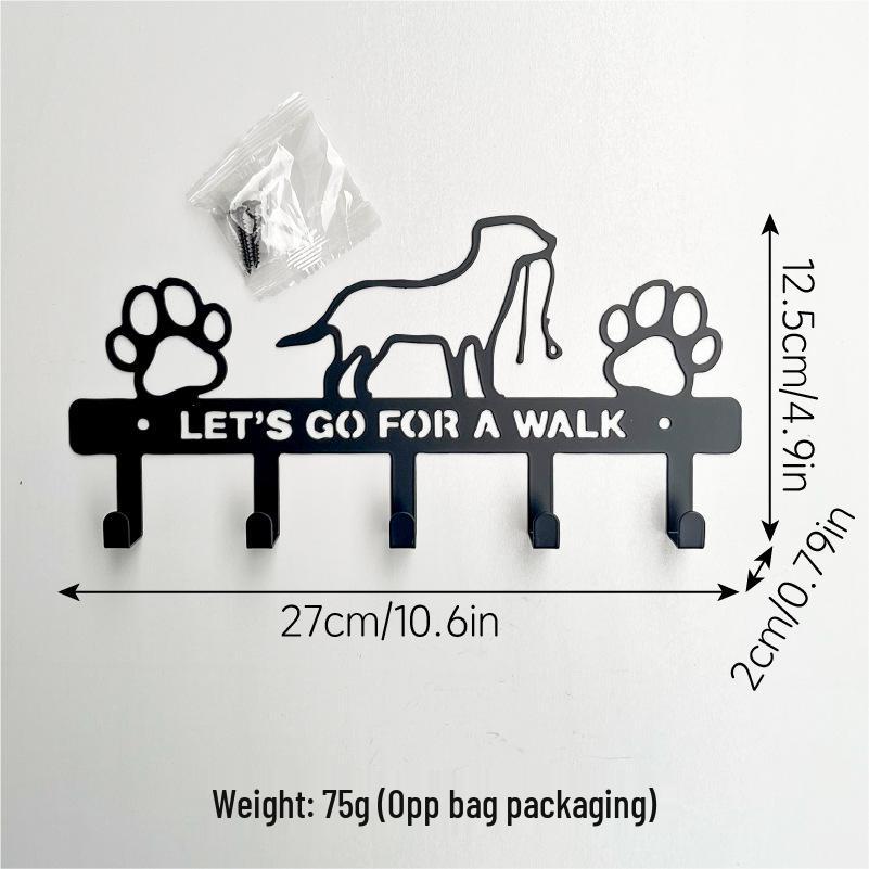 Wall Mounted Metal Hook Rack - Cute Iron Art Decoration & Key Holder