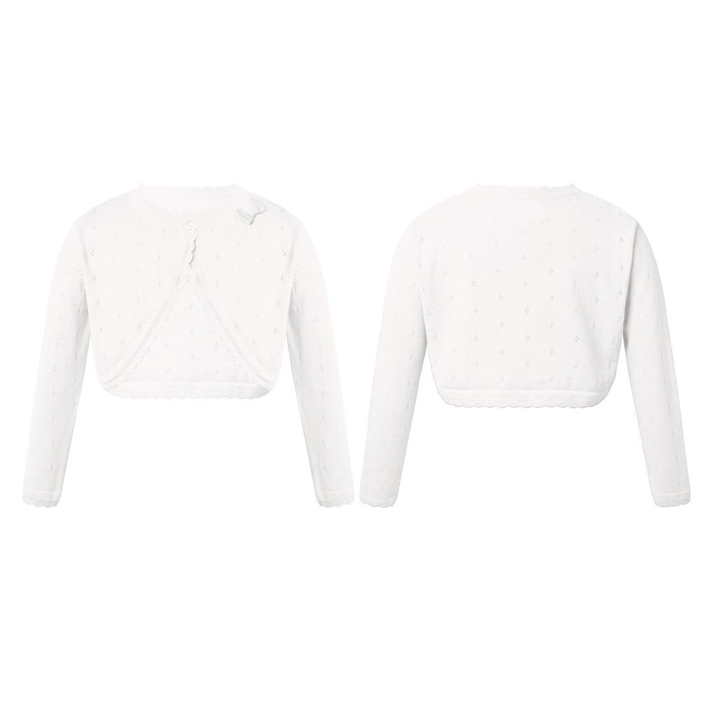 Little Girls Long Sleeve Cotton Solid Knit Bolero Cardigan Shrug Sweaters Birthday Party Dress Coat