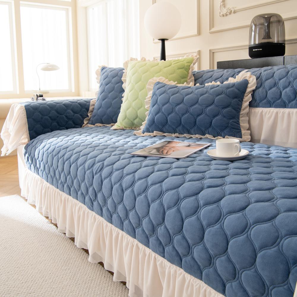 Plush Sofa Cushion French Style Sofa Cover Non-Slip Seat Cushions Cover Cloth Backrest Towel Autumn and Winter