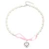 Elegant Heart Bowknot Pearl Pendant Necklace for Women Sweet Versatile Choker Charm Necklaces Fashion Jewelry Gift