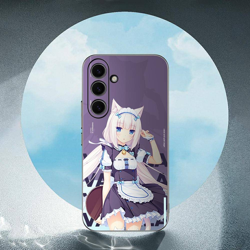N-NEKOPARA Luxury Black Phone Case For Samsung Galaxy S23 S24 S25 Ultra S22 Plus S21