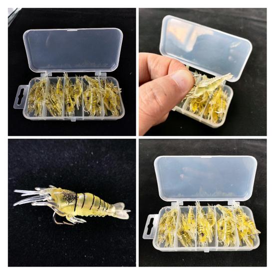 30Pcs Fishing Baits Artificial Soft Shrimp Lures Realistic Looking Vibrant Color Mini Size Soft Baits Fake Lures with Sharp Hooks